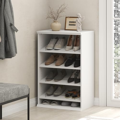 Furinno FANO Shoe Rack, 4-Tier Shoe Organizer, Closet Shoe Shelf with Angled, Adjustable Shelves, Stackable Shoe Storage, 15.9 x 23.6 x 36.2 for Wardrobe, Bedroom, Living Room, White - Image 2