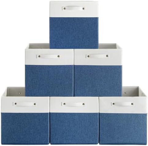 FinishingBo 13x13x13 Storage Cube Bins 6 Pack, Cube Shelf Baskets by SimplifySpaceSimplifyLife