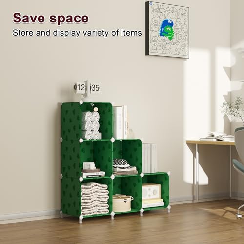 UNKU 6 Cube Storage Organizer, Closet Organizer Storage Shelves,Green - Image 4