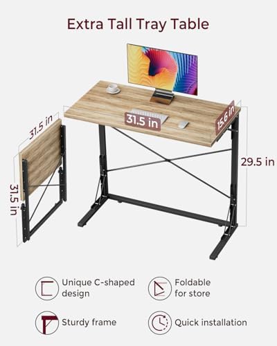 Vantic 31.5" Folding TV Tray Table for Eating on Couch Extra Large, Greige - Image 3