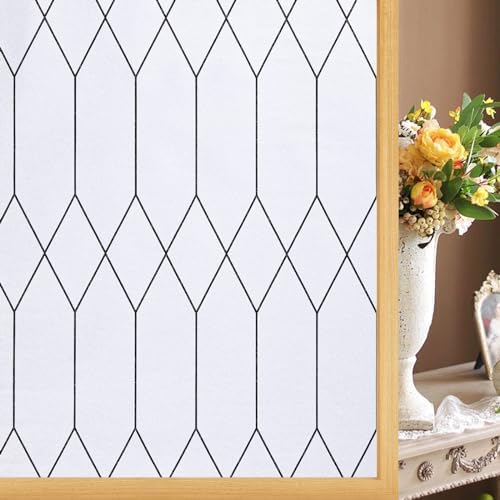 Window Privacy Film, Moroccan Pattern Static Cling, White, 29.5" x 78.7" by WindimileyDecor