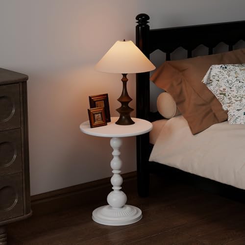 Metal Small End Table,Round Side Table for Living Room,White,13.8" Lx20.5”H - Image 5