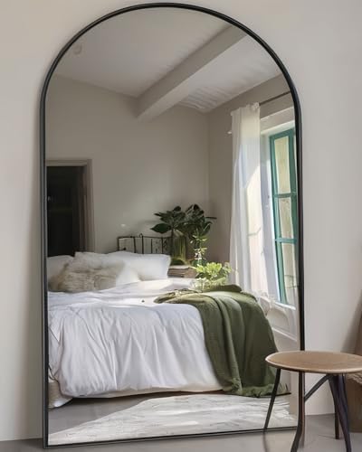 KOMCOTE Full Length Floor Mirror, 82x42 Inch Oversized Arched Standing Mirror in Black for Bedroom, Living Room, Dressing Room - Elegant Freestanding Leaning Mirror Decor - Image 2
