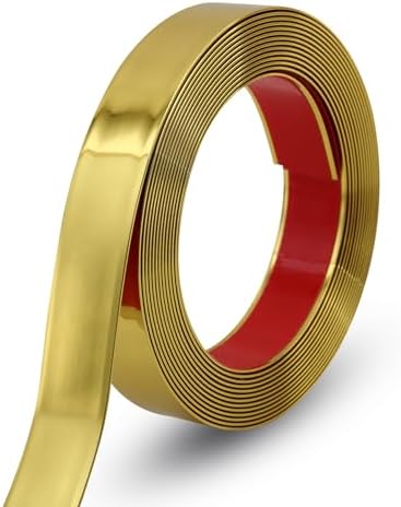 Gaahing 196.8" x 1.5" Shiny Gold Molding & Wall Trim, Flexible Peel and Stick Decorative Strip for Tile, Mirror, Ceiling, Floor, Panel, Cabinet by Getallthemoldingtrimsyoulike