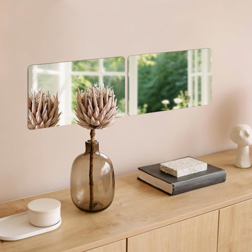 yuntop 2 Pack Self Adhesive Acrylic Mirror, 2MM Flexible Plastic Mirror, Shatterproof PS Frameless Wall Mirror for Bathroom Vanity and Entryway (16 x 12 inch) - Image 5