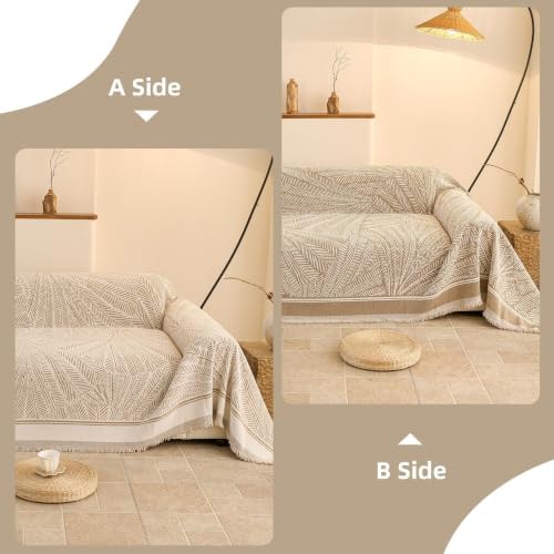Dog Couch Cover Washable Sofa Cover, Sectional Couch Covers, Sofa Covers for 2-Cushion Sofa, Non-Slip Striped Sofa Slipcovers Furniture Protector (Khaki, 71x102) - Image 6