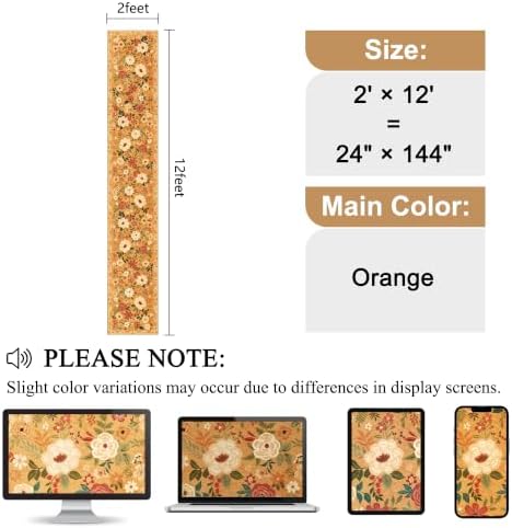 DUKINO 2x12 Washable Runner Rug, Non Slip Long Kitchen Runner Rug, Orange - Image 2