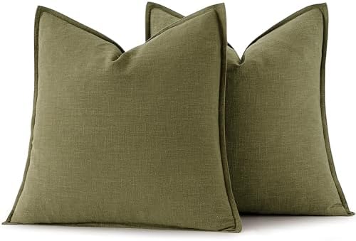 MIULEE Decorative Linen Euro Sham Pillow Covers 24x24 Inch Green - Image 6