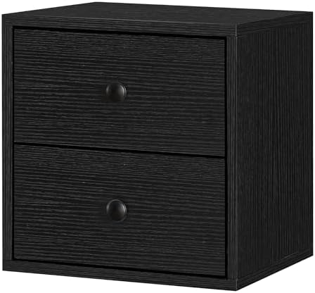FUSUNBAO Magic DIY Cube Storage Organizer Stackable Cubes for Home Books Clothes Toy-Modular Cubby Storage System-Office Cubical-Bookcase Closet (Black, Drawer Cube) by FUSUNBAO