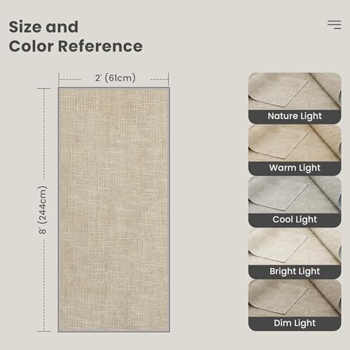 Valenrug 2x8 Hallway Runner Rug, High-Low Pile Textured Washable Rug Beige - Image 2