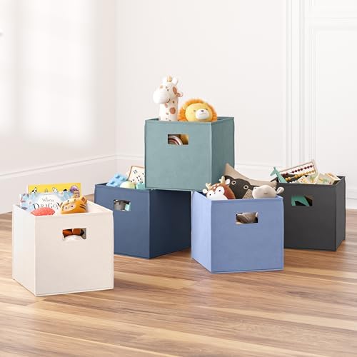 RiverRidge Folding Storage Bins - 2-pack of 10in Tall Periwinkle Blue Cubes - Image 2