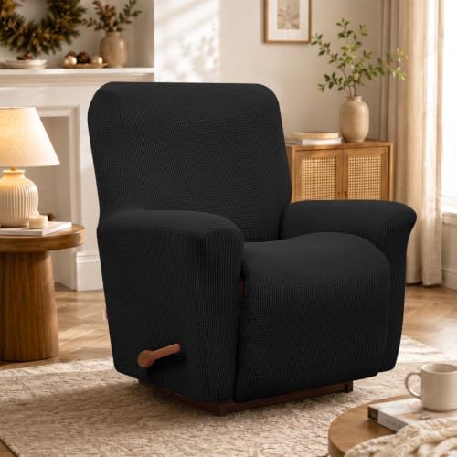 KEKUOU Recliner Chair Covers, 1-Piece Lazy Boy Recliner Covers, Black - Image 6