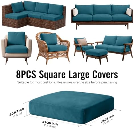8Pcs Outdoor Cushion Covers, Stretch Patio Furniture Couch Chair Slipcovers - Image 2