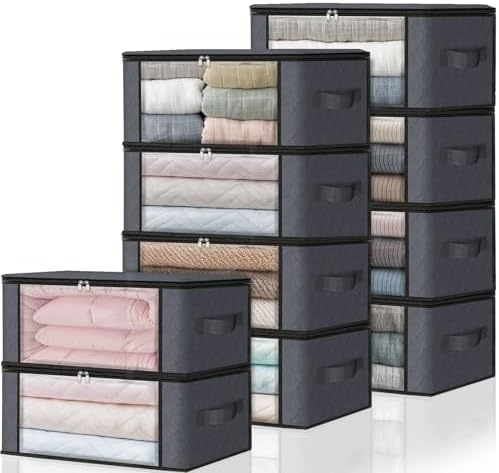 HomeHacks 10-Pack Clothes Organizer Storage Bags, 35L Storage Bins, Gray by HomeHacks