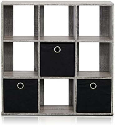 Furinno Simplistic 9 Cube Storage Organizer, Bookcase, French Oak Grey by Furinno-FitsYourSpaceFitsYourBudget