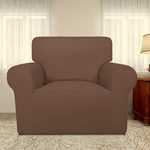 PureFit Super Stretch Chair Covers Fleece Couch Covers for Sofa Brown - Image 2