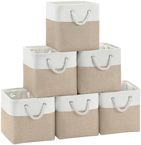 FinishingBo 11 inch Cube Storage Bin with Handles 6 Pack by SimplifySpaceSimplifyLife