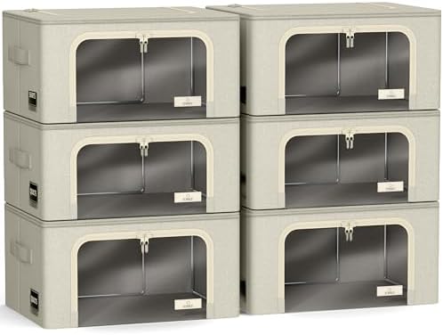Sorbus Clothes Storage Bins, Clear Window & Handles (6 Pack, Beige) - Image 7