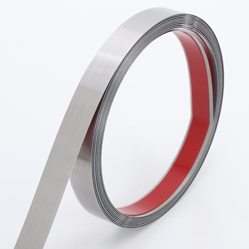 Coengwui Peel and Stick Metal Molding Trim, Self-Adhesive Stainless Steel for Wall, Fireplace, Mirror Edging and Craft Decoration (Brushed Silver, 20ft x 0.6in) by Coengwui