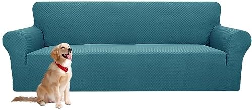 YEMYHOM Couch Cover Latest Jacquard Design High Stretch Extra Large Sofa Covers Pet Dog Cat Proof Oversized Slipcover Non Slip Magic Elastic Furniture Protector (XL Sofa, Teal) by YEMYHOM