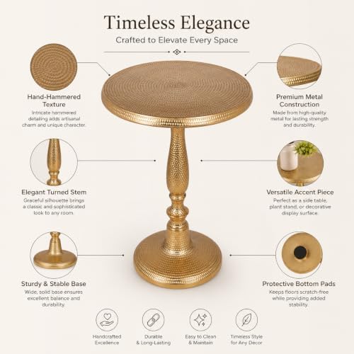 CLEENTABLE Gold Metal End Table, Modern Side Table, 15 x 22 - Image 5