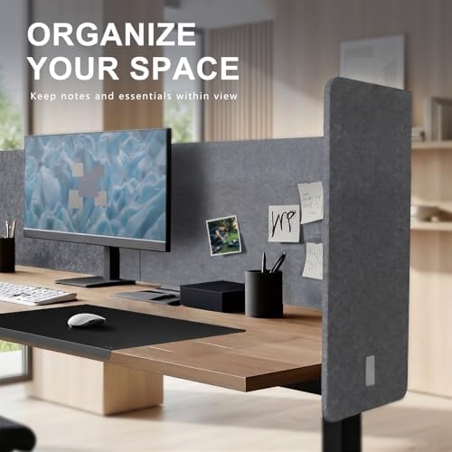 Desk Privacy Panel,2PCS L-Shaped Clamp-On Office Desk Divider,47.2" x 15.7" - Image 3