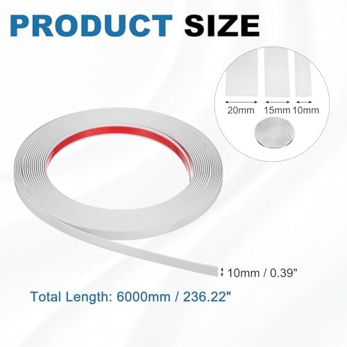 uxcell Beige Peel and Stick Molding Trim, 0.4 Inch x 19.7 ft Self-Adhesive Mirror Tape, Flexible PVC Border Strip for Wall Decoration Tile Edge Ceiling Floor Frame Furniture Decoration - Image 2