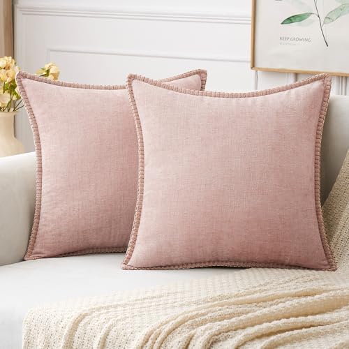 MIULEE Decorative Couch Throw Pillow Covers 16x16 Inch Pink 2 Pack by MIULEE