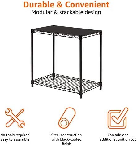Amazon Basics 2-Shelf Stackable Storage, 13.3" D x 23.2" W x 22.2" H, Black - Image 5