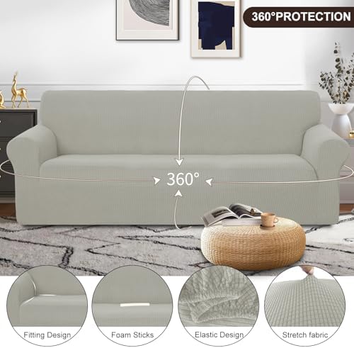 U-NICE HOME Oversized Stretch Couch Cover Slipcover, Taupe - Image 3
