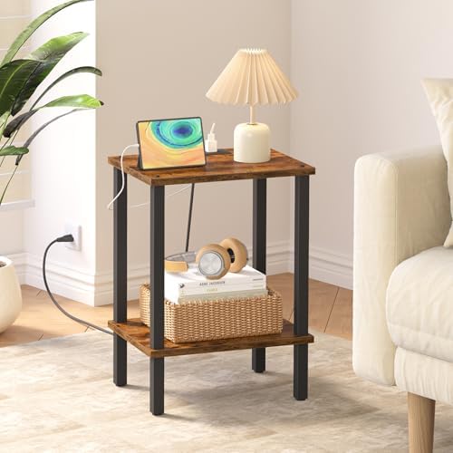 TUTOTAK End Table with Charging Station, Side Table, Nightstand - Image 2