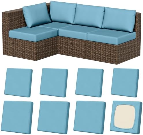 8Pcs Outdoor Cushion Covers, Stretch Patio Furniture Couch Chair Slipcovers by VORSHAPE