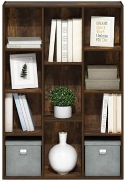 Furinno LUDER Book Shelf, 11-Cube Bookshelf, Reversible Bookcase, 9.4 x 29.1 x 41.7, Easy Assembly, for Living Room, Bedroom, Home Office, Amber Pine - Image 5