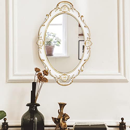 Eaoundm 14.5 x 10 inchs Oval Antique Decorative Wall Mirror (White) - Image 2