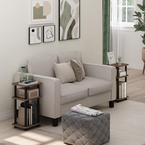 Furinno JUST 3-Tier Telephone Table Set of 2, Turn-N-Tube Toolless Side Table with Open Shelf, Round Curve Corner Night Stand, Bedside Table, for Living Room, Bedroom, Columbia Walnut - Image 2