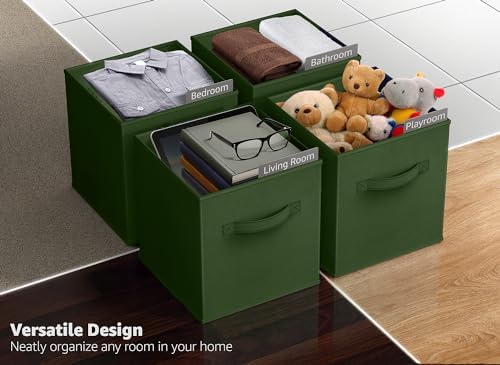 Sorbus Fabric Storage Cubes, 6-Pack Foldable Bins (11 Inch, Dark Green) - Image 5