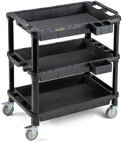 ELAFROS 3-Shelf Heavy Duty Rolling Utility Cart, 32.4 x 18.3 in by ELAFROS