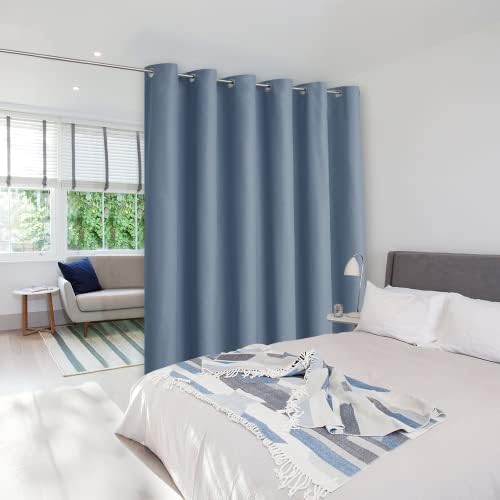 NICETOWN Closet Door Curtain, Noise Blocking Room Divider Curtain Screen Partitions, Premium Heavyweight Blackout Curtain with Grommet Top for Shelves (1 Panel, 10ft Wide x 8ft Long, Stone Blue) by NICETOWN