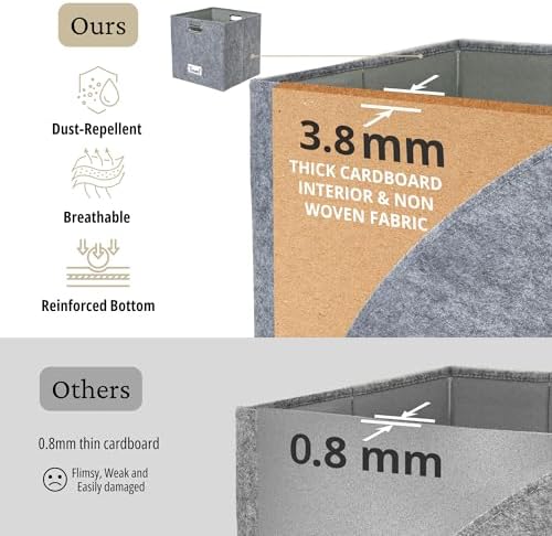 DECOMOMO Felt Storage Bins, 11 inch Cube Storage Bin with Labels - Image 6