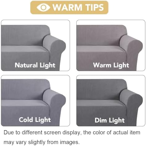 H.VERSAILTEX Stretch Slipcovers for Sofas 1 Piece Couch Cover for Dogs Washable 3 Cushion Couch Covers for Sofa Feature Thick Checked Jacquard Fabric with Elastic Bottom, Sofa Large - Dove - Image 3