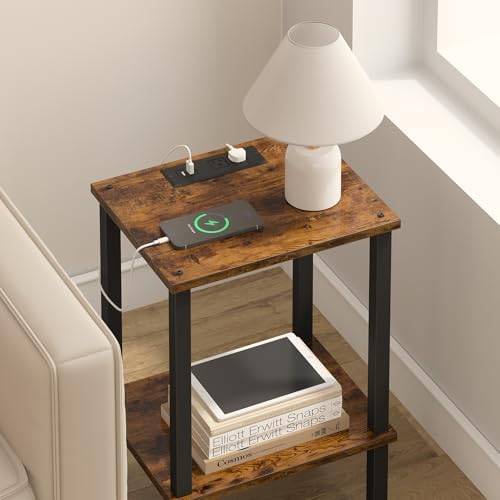 TUTOTAK End Table with Charging Station, Side Table, Nightstand - Image 4