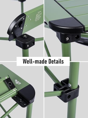 iClimb Lightweight Stable Alu. Folding Square Table Roll Up Top (Green, S) - Image 3