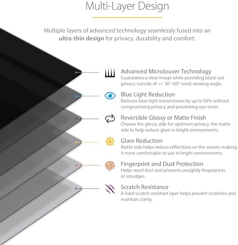 StarTech 18.5in 16:9 Monitor Privacy Screen Filter, Matte/Glossy Sides, TAA - Image 6