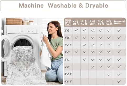 8x10 Washable Area Rugs for Living Room,Bedroom,Dining Room(Grey-Ivory) - Image 7