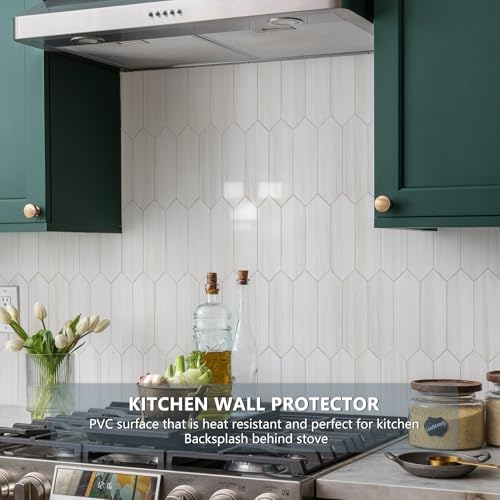 Vamos Tile 1 Sheet Glossy Dolomite White Backsplash Tile Peel and Stick, 12.8 x 12.8 Inch Long Hexagon PVC Self Adhesive Mosaic Wall Tiles Stick on Backsplash for Kitchen and Bathroom - Image 3