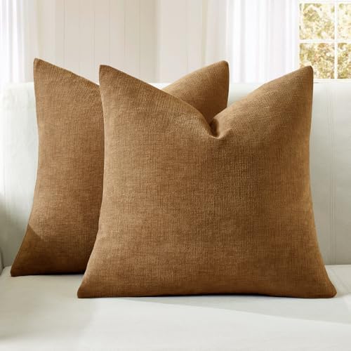 MIULEE Bronze Chenille Couch Throw Pillow Covers, 18x18 by MIULEE
