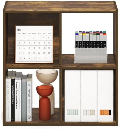 Furinno PELLI Book Shelf, 4-Cube Bookshelf with Open & Closed Back Cubes, 2 x 2 Storage Organizer Cabinet, 11.6 x 24.2 x 24.2, for Living Room, Bedroom, Home Office, Amber Pine - Image 5