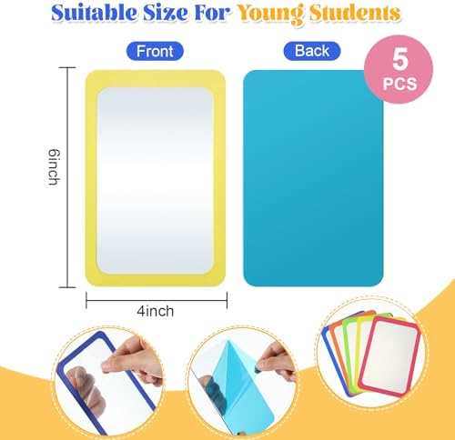 Dandat 5 Pcs 6x4 Shatter Proof Unbreakable Kids Mirrors, Rainbow Colors - Image 2