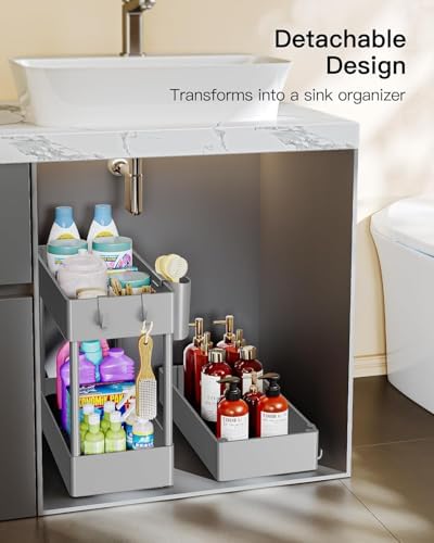Pipishell 3 Tier Slim Storage Cart with Wheels, Bathroom Storage Cart, Gray - Image 6