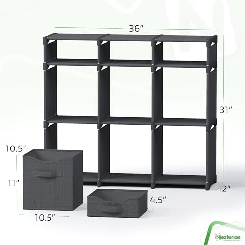 Cube Storage Organizer with Storage Bins Included - The Perfect Closet Organizers and Storage Solution. Includes 9 Storage Cubes, Great For Toy Storage, Closet Storage, Clothes Storage (Dark Grey) - Image 3